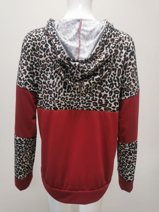 Leopard print panelled hoodie 8