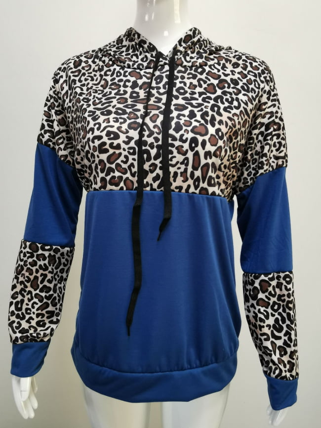 Leopard print panelled hoodie 9