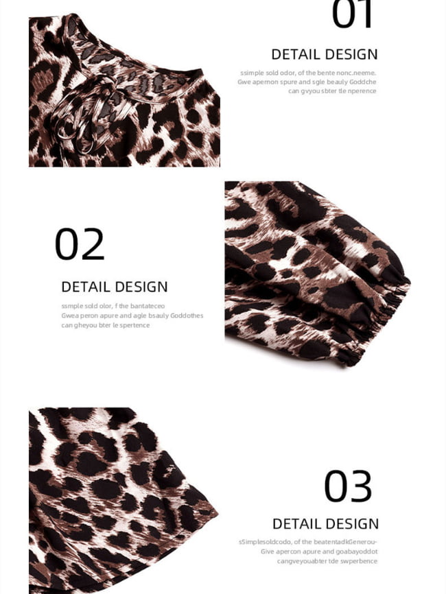 Leopard v neck elastic waist dress 5