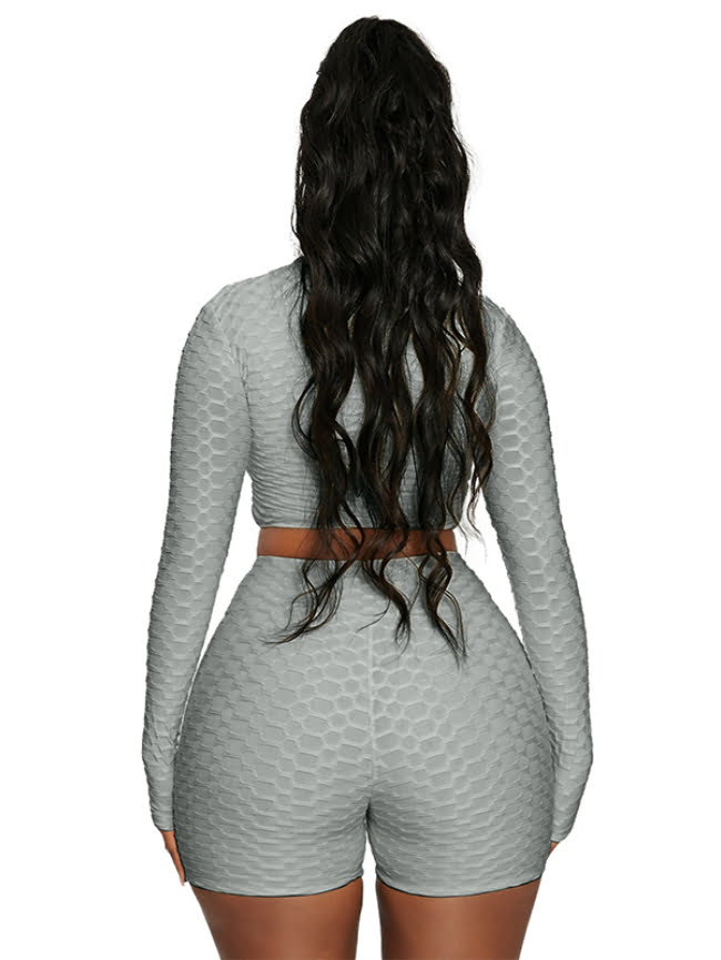 Lingge tight fitting leisure sports suit 5