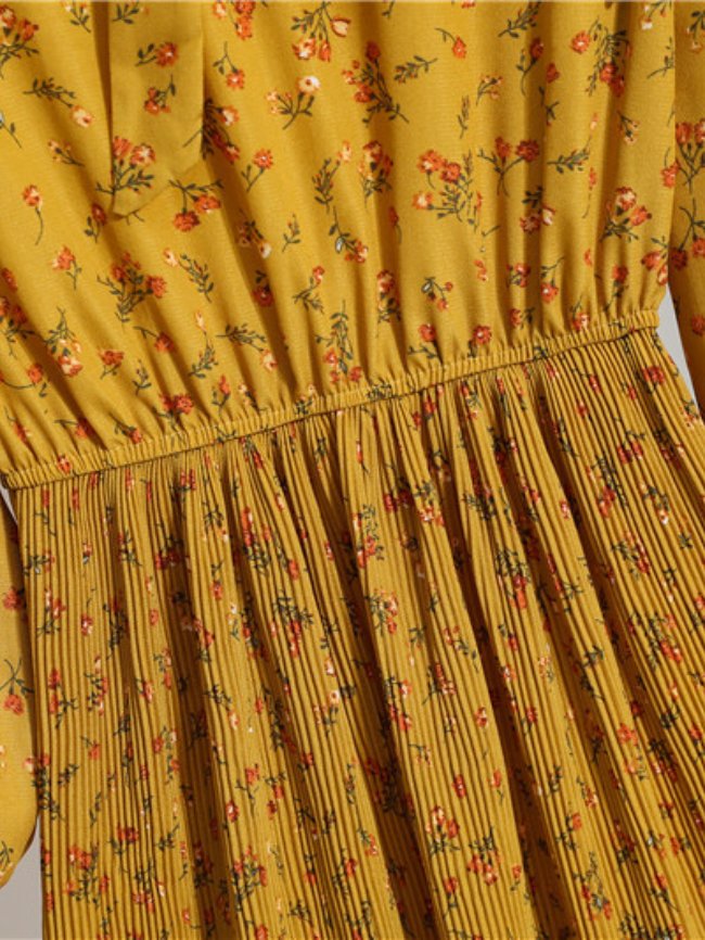 Long sleeve waist skirt floral dress 20