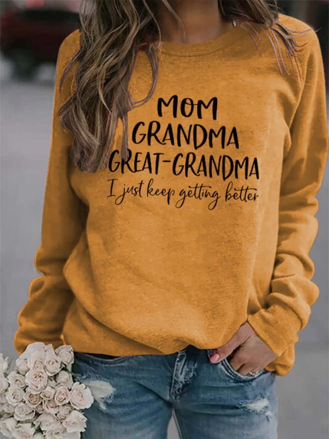 MOM GRANDMA letter print long sleeve sweatshirt