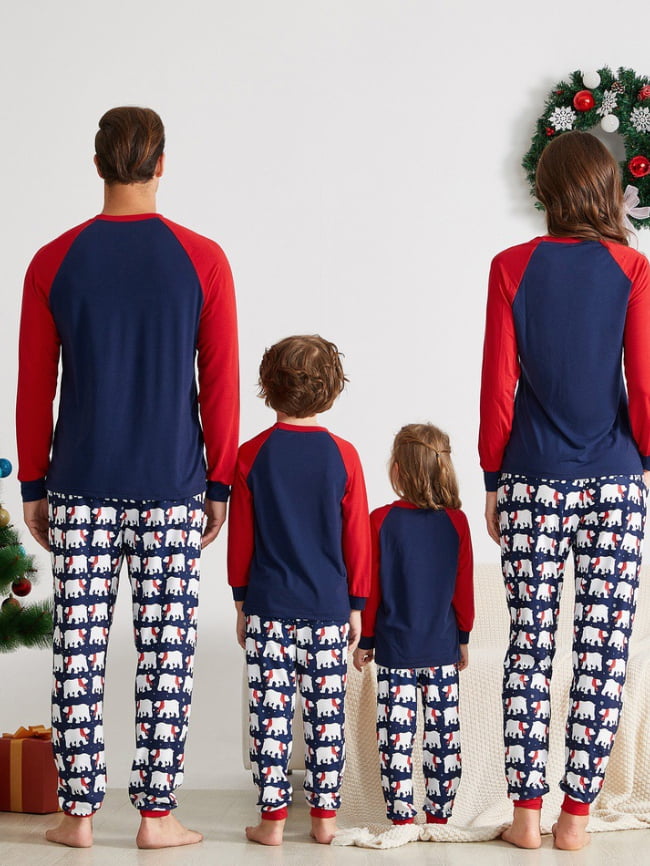 Moms Christmas Polar Bear Print Pajama Set 1