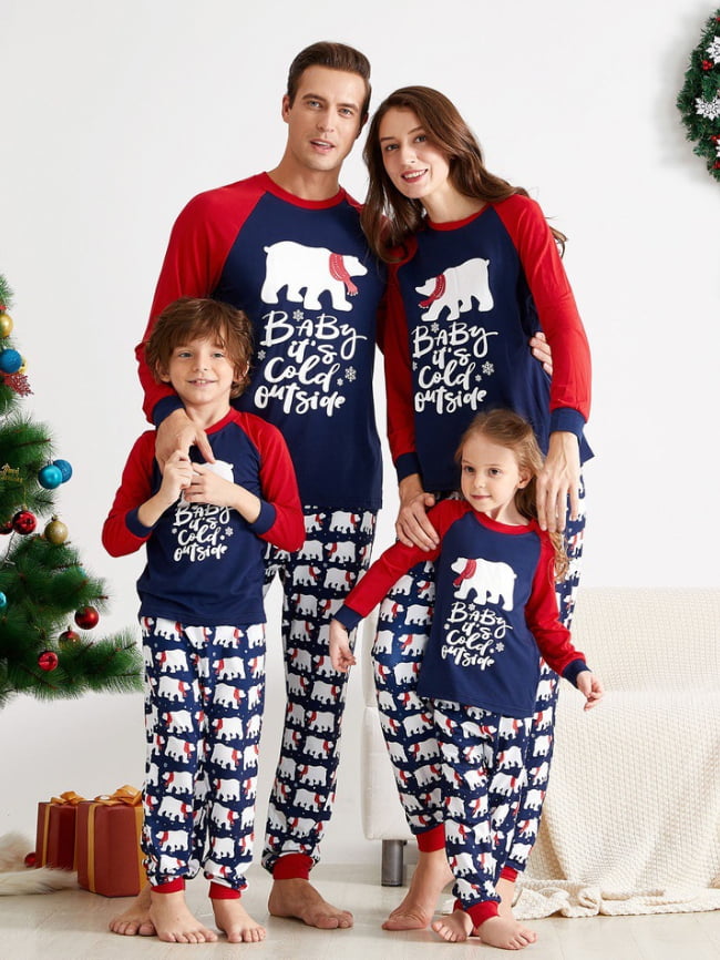 Moms Christmas Polar Bear Print Pajama Set 3