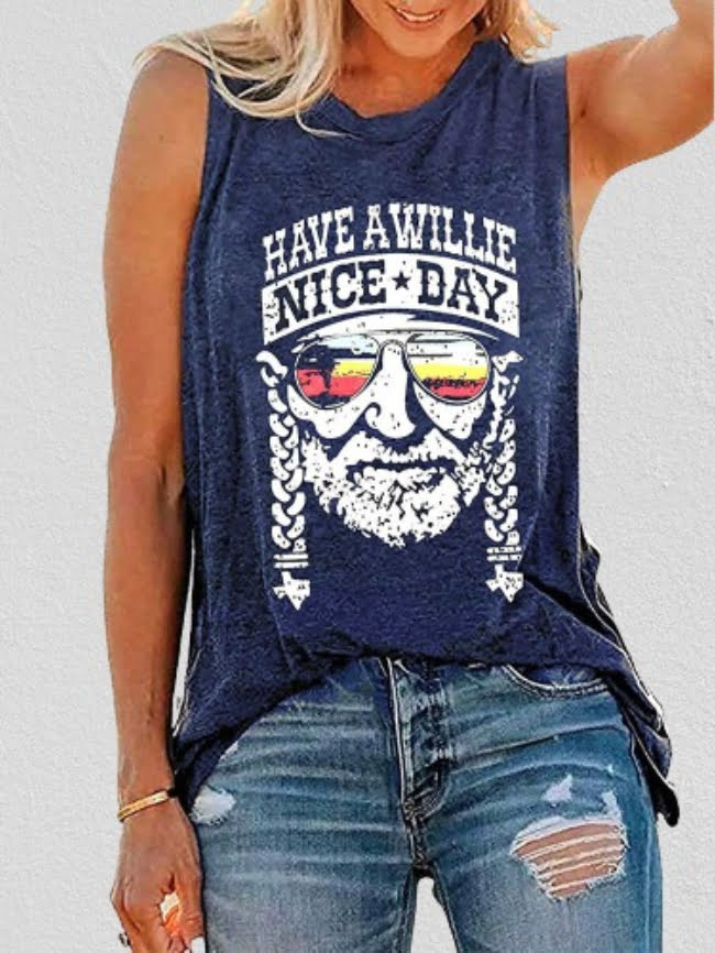 Pattern Printed And Letter Round Neck Tank Top 5