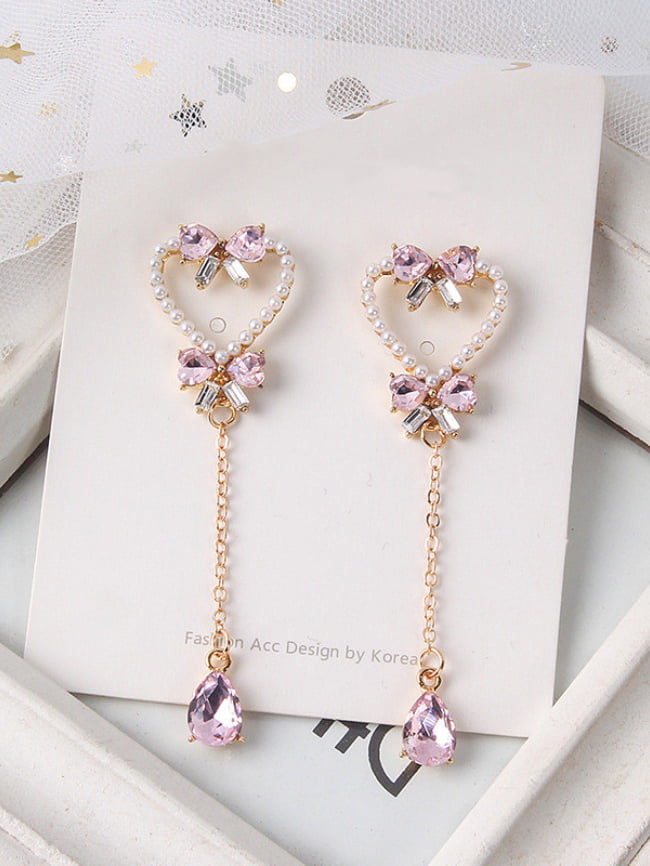 Pearl Heart Butterfly Fringe Earrings-Wholesale