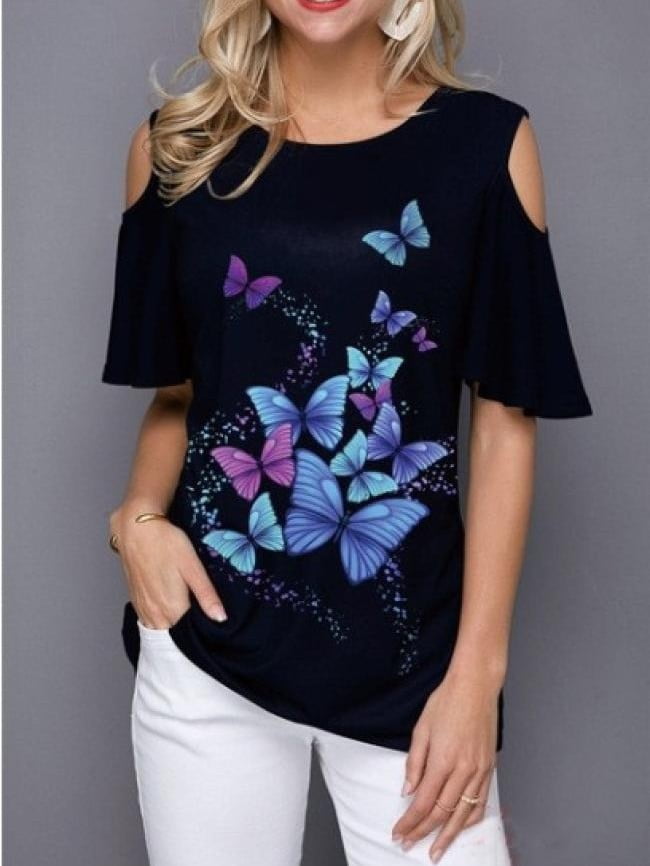Printed Hollow Casual T-Shirt