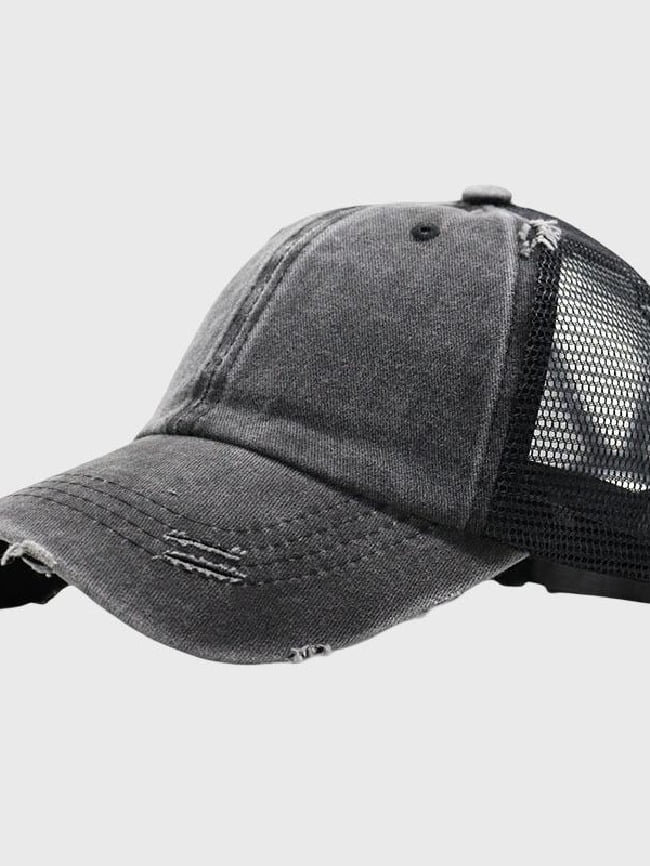 Ripped Washed Cotton Mesh Hat 2