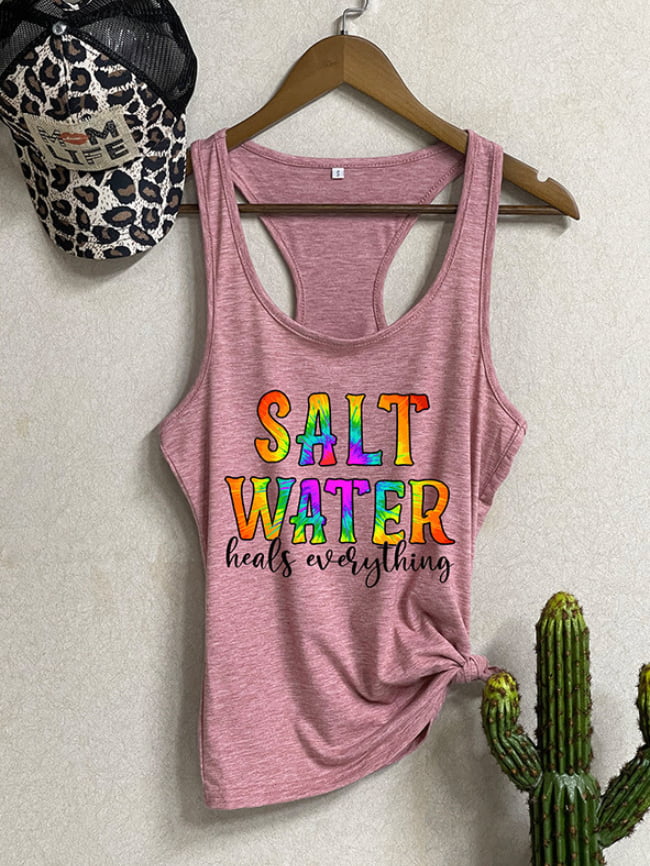 SALT WATER Letter Print Tank Top 3