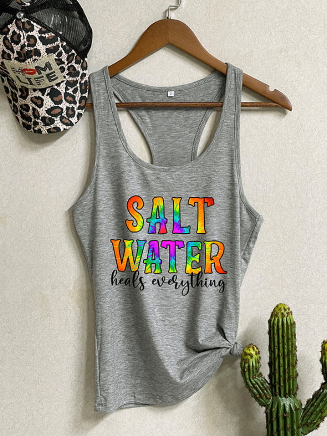 SALT WATER Letter Print Tank Top 5