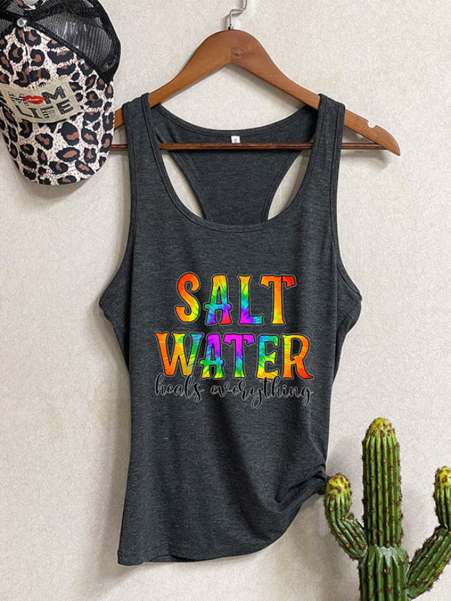 SALT WATER Letter Print Tank Top 7