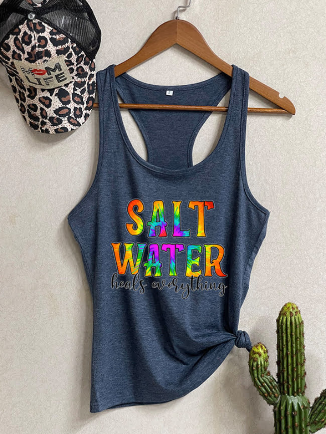 SALT WATER Letter Print Tank Top 9