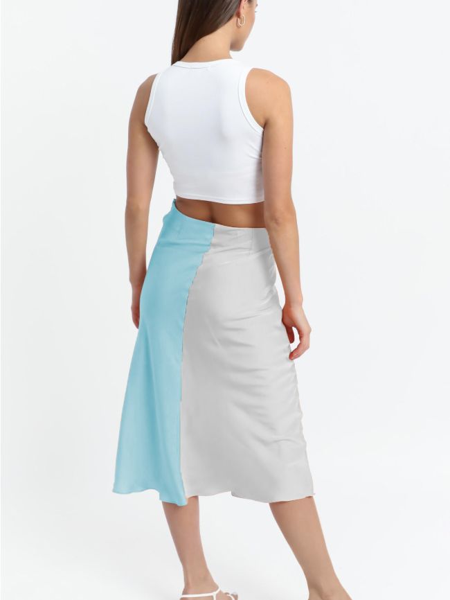 Satin Color Midi Skirt 6