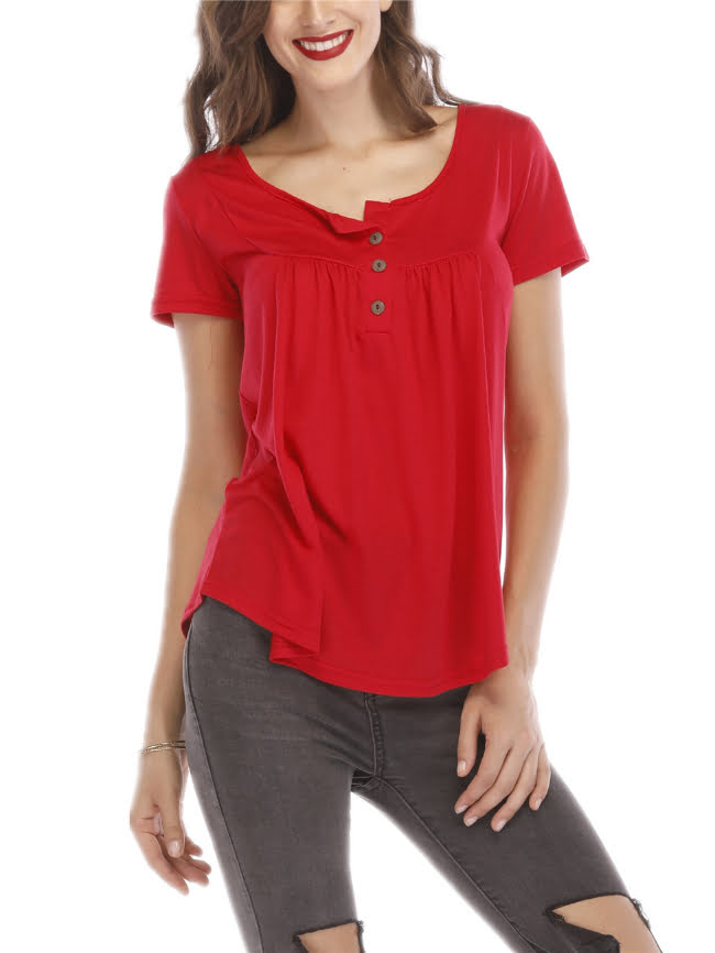 Shirred button short sleeved top 10