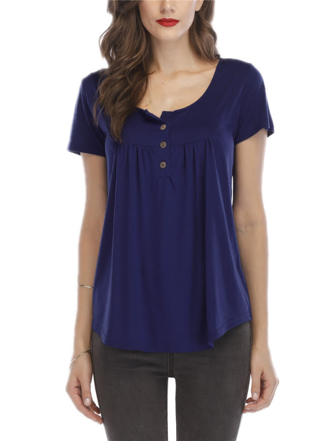 Shirred button short sleeved top 4