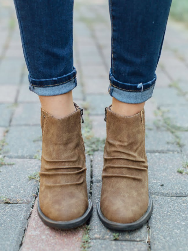 Solid Color Casual Chunky Heel Boots