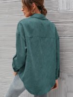 Solid Color Corduroy Shirt Jacket