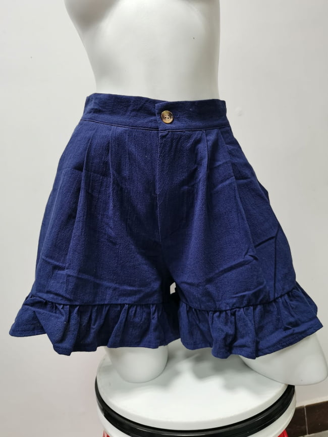 Solid Color Ruffled Casual Shorts 10