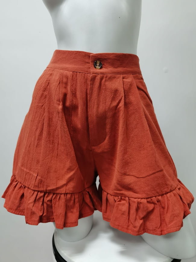 Solid Color Ruffled Casual Shorts 12