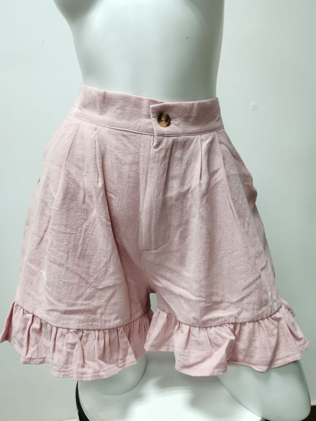 Solid Color Ruffled Casual Shorts 9