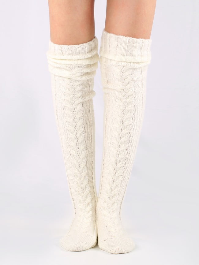 Solid Knit Over the Knee Socks 2