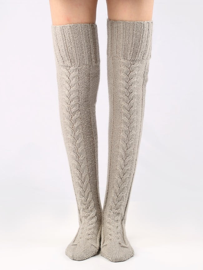 Solid Knit Over the Knee Socks 3
