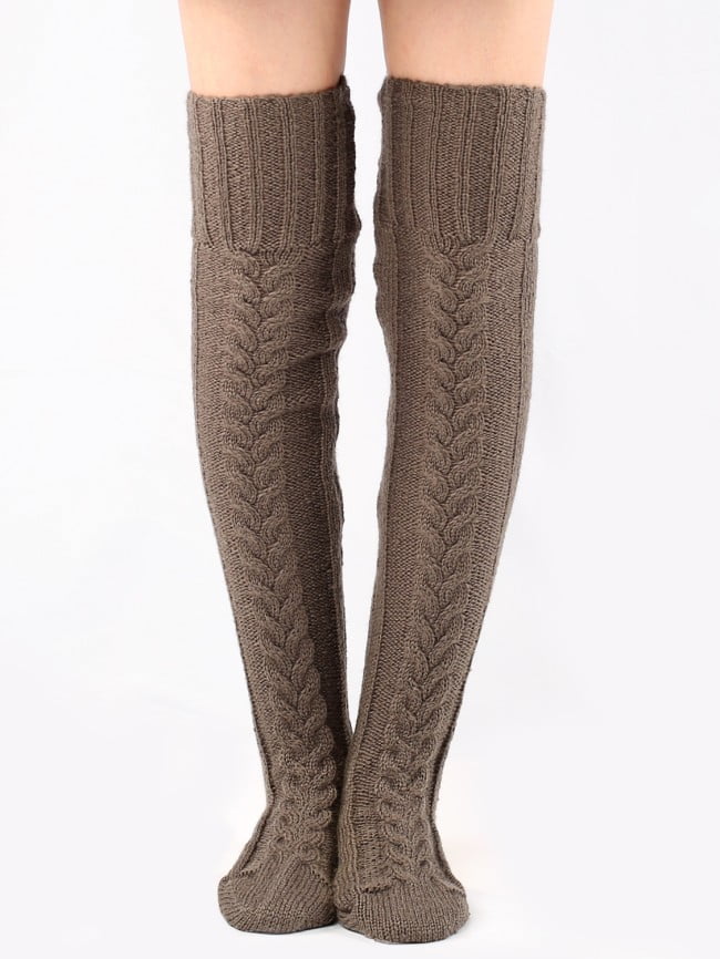 Solid Knit Over the Knee Socks 4