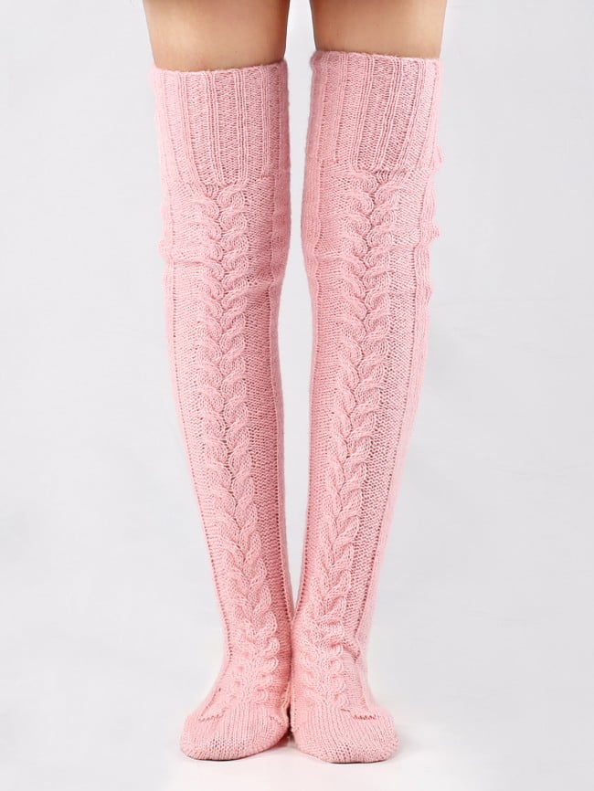 Solid Knit Over the Knee Socks 5