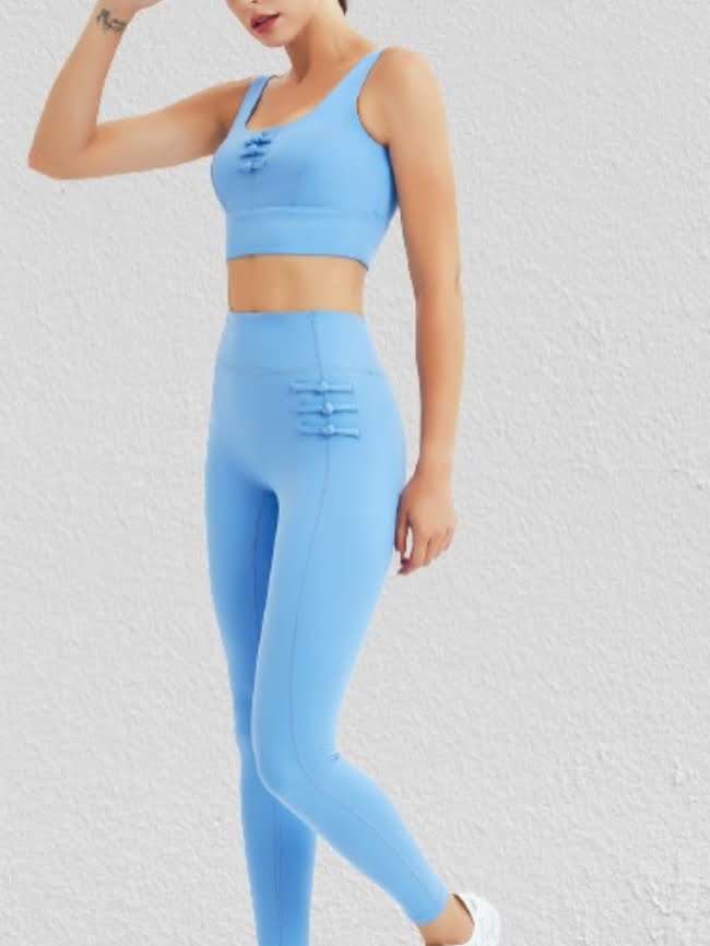 Solid Knot Tank Top and Leggings Yoga Set 6