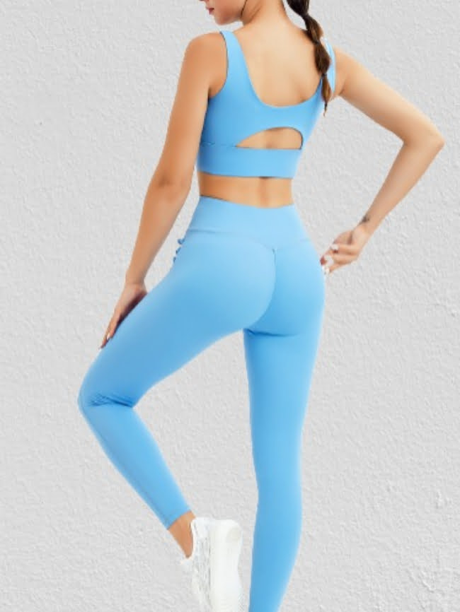 Solid Knot Tank Top and Leggings Yoga Set 7