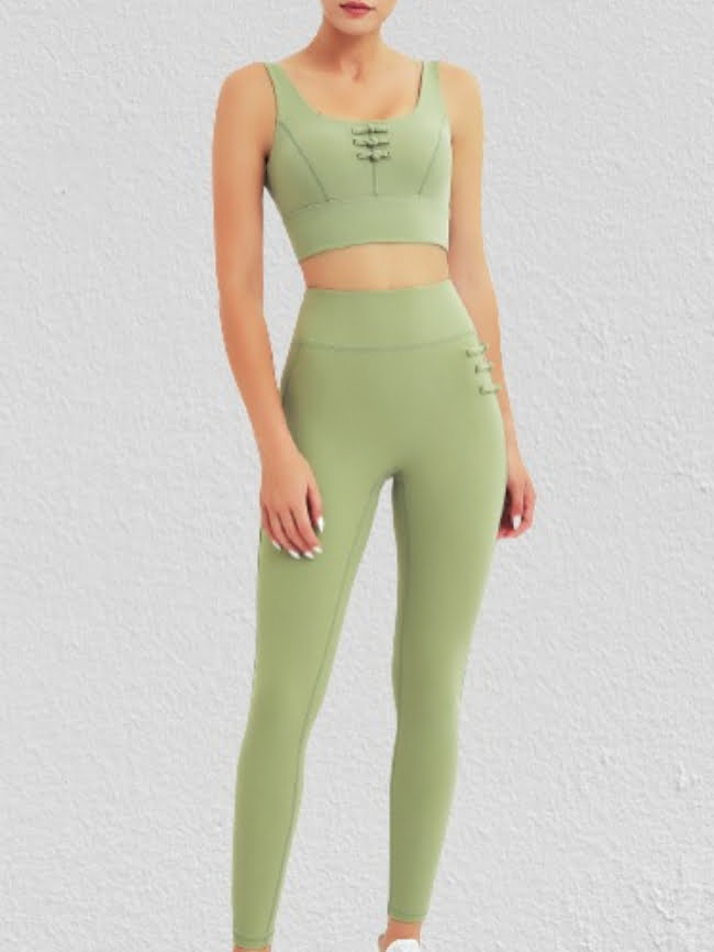 Solid Knot Tank Top and Leggings Yoga Set 9
