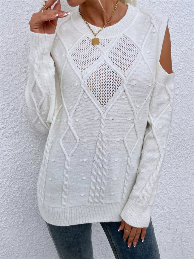 Wholesale Solid Strapless Openwork Knitted Sweater