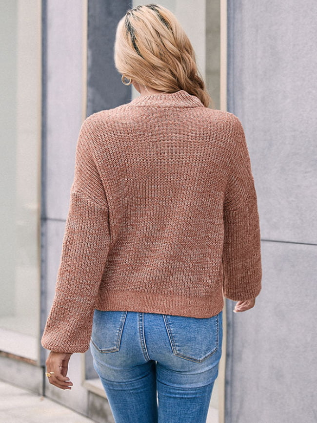 Solid color lapel short sweater