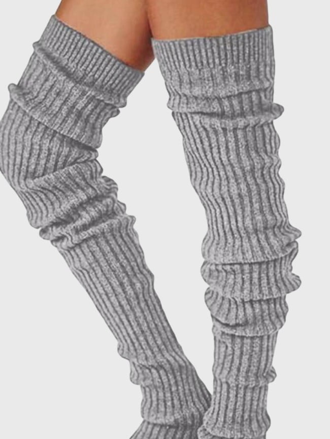 Solid color simple knitted knee socks 2