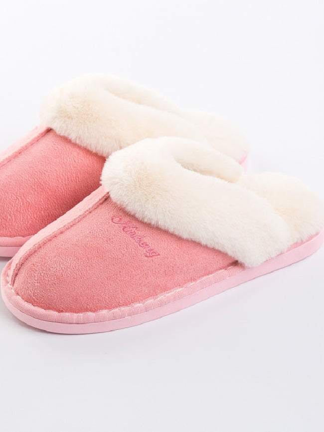 Solid color warm plush slippers 1
