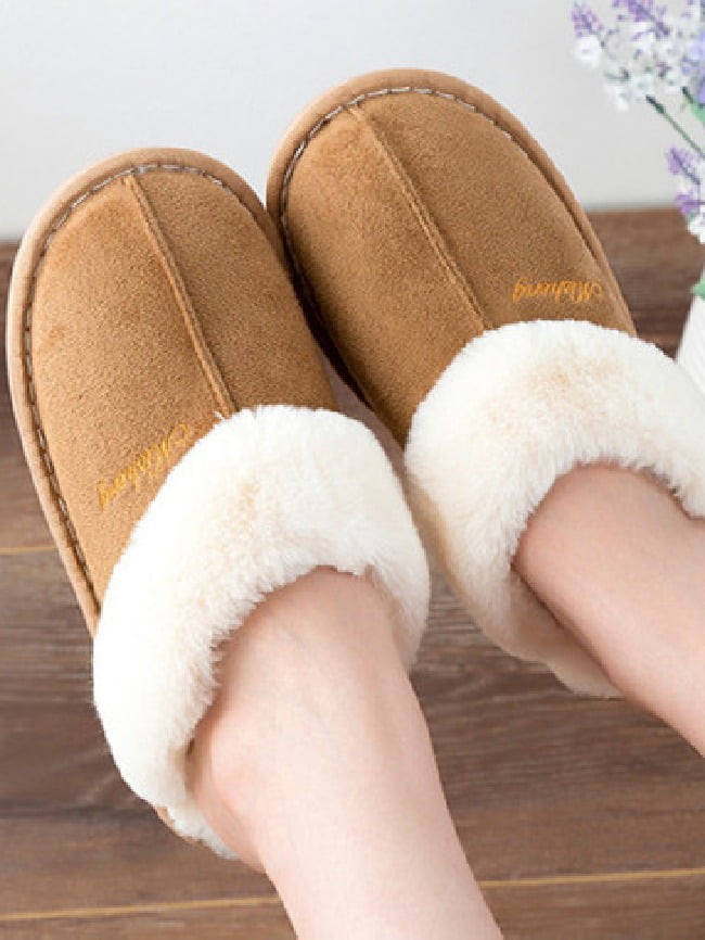 Solid color warm plush slippers 7