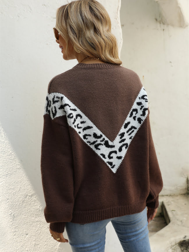 Splicing Leopard Printed Knitted Sweater 12
