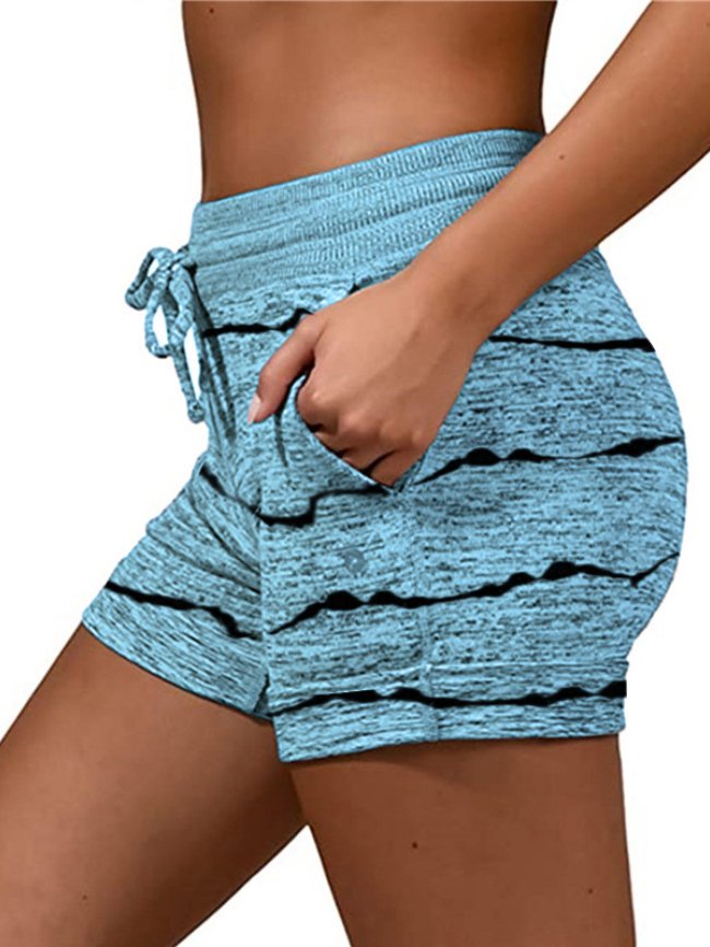 Striped print quick drying stretch casual sports shorts 12