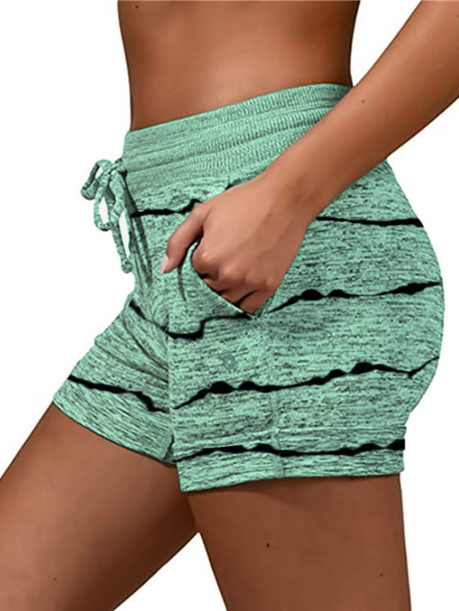 Striped print quick drying stretch casual sports shorts 4