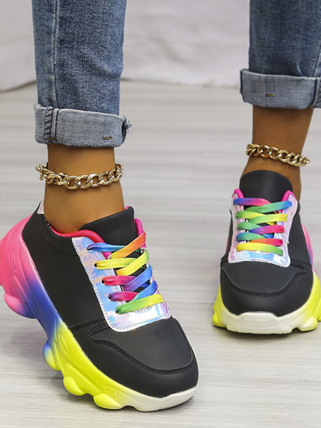 Tie Dye Lace Up Chunky Sneakers 1