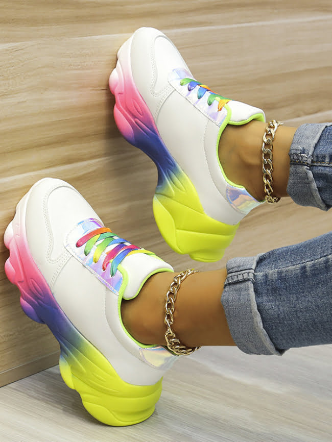 Tie Dye Lace Up Chunky Sneakers 3
