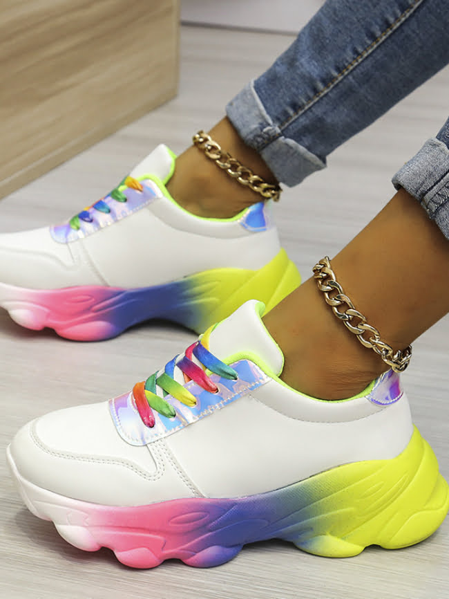 Tie Dye Lace Up Chunky Sneakers 4