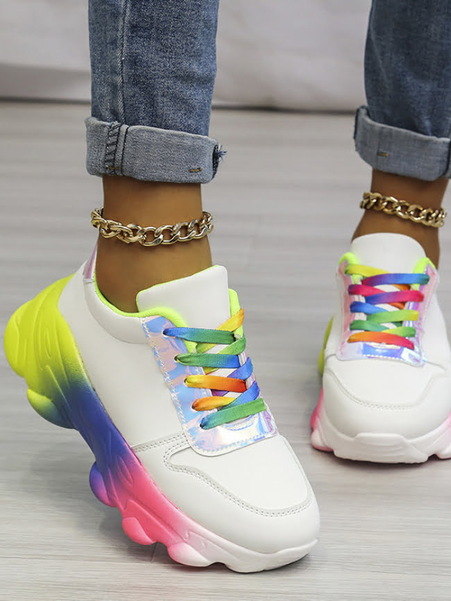 Tie Dye Lace Up Chunky Sneakers 5
