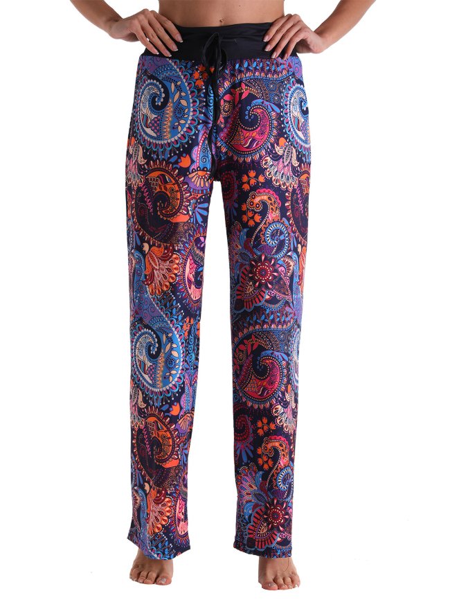 Totem print bandage casual home trousers 3