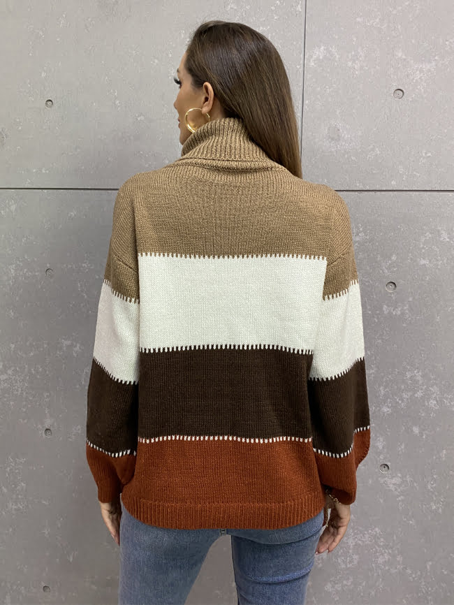 Turtleneck Colorblock Knitted Sweater 14