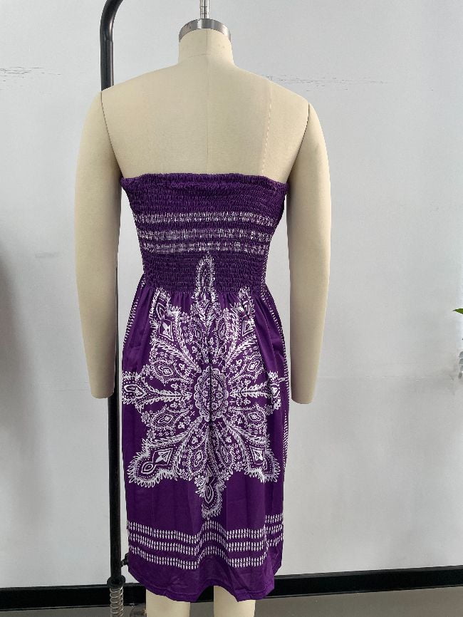Wholesale Vintage print tube top dress
