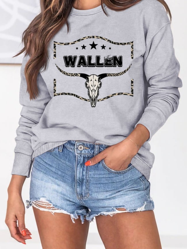 WALLEN Vintage Print Long Sleeve Sweatshirt