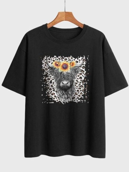 Wholesale Animal Leopard Print Short Sleeve T-Shirt