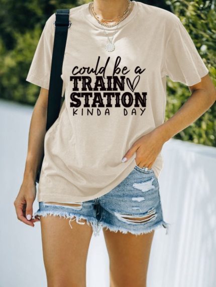 Wholesale Could Be a Train Print Short Sleeve T-Shirt