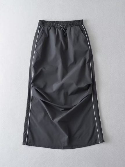 Wholesale Solid Color Pleated Elastic Waist Skirt